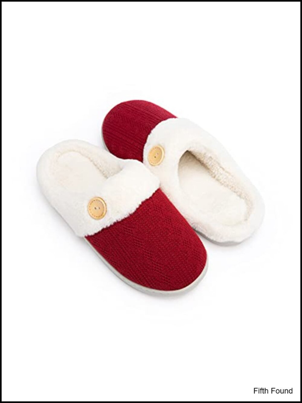Womens Memory Foam Slippers Knitted Faux Fur Lined Anti-Skid Rubber Sole Cozy